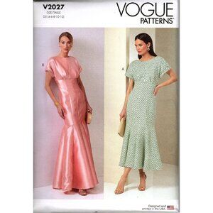 Vogue V2027 Misses 4 to 12 Mermaid Dresses in Two Lengths Uncut Sewing Pattern
